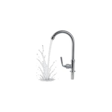 Imagem de Torneira para Cozinha de Mesa, 1/2'', Inox, 33cm Altura, Alavanca Lateral, Bico Anatômico, PP ABS SS