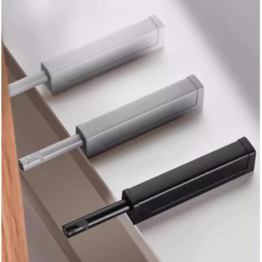 Imagem de FoeZoe Pacote com 4 mecanismos de trava, abridor de pressão para porta de armário oculta, travas magnéticas para abrir a porta da cozinha, gaveta de liberação de empurrar/sair (branca)