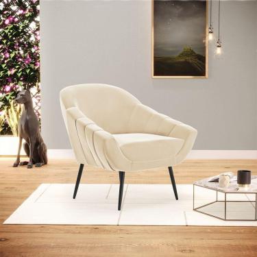 Imagem de Poltrona Giovana Suede Pés Palito De Ferro D01 - D'rossi Bege