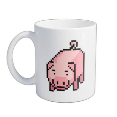 Imagem de Caneca Xícara de Café Porcelana 300ml Com Desenho Pixel Art Porquinho