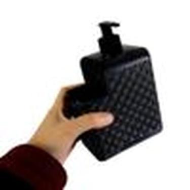 Imagem de Porta Detergente e Esponja Dispenser 2 em 1, Modelo Rattan Preto, Plástico Resistente, 600ml, 13x11x7.5cm, Organizador de Pia