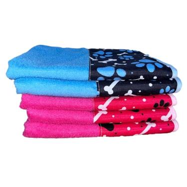 Imagem de Toalha de Banho Pet, Kit 5 Pçs, Ideal para Cães e Gatos, Alta Absorção, Seca Rápido, Toque Macio, Super Absorvente, 2 Azul