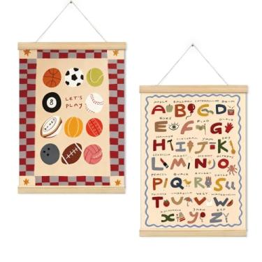 Imagem de TFKFJLF Decoração de parede para sala de jogos, arte de parede de berçário de meninas boho, Let's Play, pôsteres de canto calmante, moldura de pendurar para decoração de sala de aula, impressões de