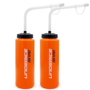 Imagem de UICE Garrafa de água com canudo, garrafas de compressão fácil de 1 litro para hóquei com canudo longo curvado embutido no dedo, garrafa de água esportiva para futebol, lacrosse, boxe, fitness