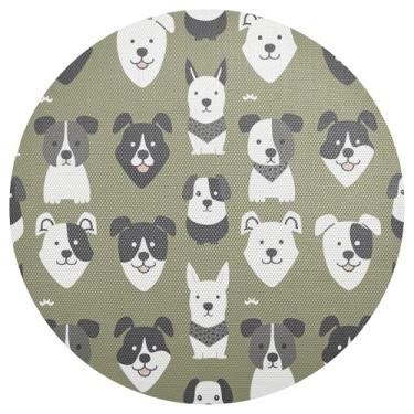 Imagem de Conjunto de 1 jogo americano redondo de PVC durável, verde para cães, 38 cm, resistente ao calor, tapetes de mesa de cozinha