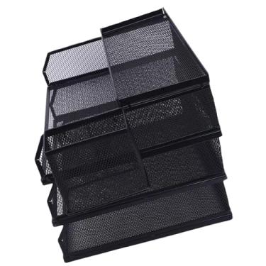 Imagem de Jopwkuin Organizador de Arquivo de Mesa de Malha Prático Classificador de Papel de 3 Bandejas para Armazenamento de Escritório Em Casa Com Suporte de Caneta, Material de Metal Forte