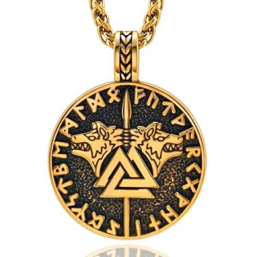 Imagem de Hoyazvet Colar nórdico viking Mjolnir Runes para homens, vintage dragão amuleto mitologia nórdica joia Valknut, com caixa de presente, Aço inoxidável, Sem Pedra Preciosa