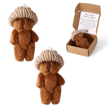 Imagem de 2 Conjuntos Ursinho na Caixa, Mini Ursos da Sorte Feitos à Mão com Cartão de Incentivo Adorável Boneco Inspirador Ideal para Presentear Familiares Amigos e Colegas Trabalho (Marrom Escuro)