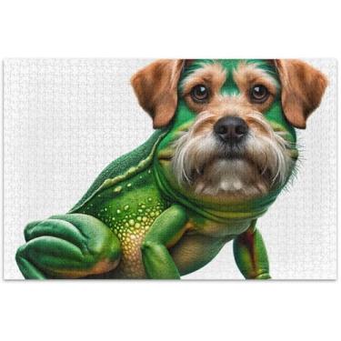 Imagem de Quebra-cabeça de cachorro sapo engraçado 1000 quebra-cabeças para adultos elefante branco difícil pintura decoração