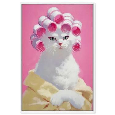 Imagem de Decoração de parede de animal de estimação com impressão em tela de princesa mimada por Art Remedy, moldura branca, 25 x 38 cm