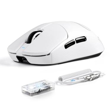 Imagem de ATTACK SHARK Mouse para jogos X8 Ultimate sem fio, sensor PAW3950MAX 42K DPI, MCU nórdico 54L15, sondagem dupla de 8K sem fio/com fio, interruptor óptico, 59 g ratos leves de três modos com cabo