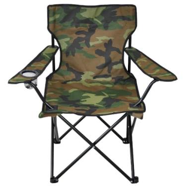 Imagem de Cadeira de Camping Dobrável para Praia e Pesca com Porta Copo e Bolsa – Cadeira Portátil para Acampamento e Lazer