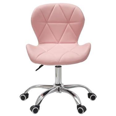 Imagem de Cadeira Penteadeira Slim Giratória com Estofado e Base Cromada - Design Eiffel para Quarto ou Área de Maquiagem (Rosa bebê)