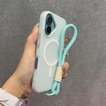 Imagem de Capa de cordão com contraste de cores Jelly Candy para iPhone 16, 15, 14, 13 Pro Max Plus, 11, 12, alça de pulso, capa macia fosca, A5, para iPhone 12