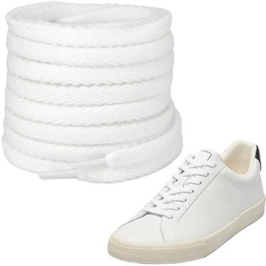 Imagem de UamGlsob Cadarços de poliéster para tênis Veja Esplar/Campo/V-10/V-12/Nova, 5/40.6 cm (8 mm) cadarços de substituição de cordas planas, Branco, 63"/160cm