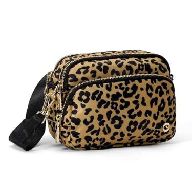 Imagem de Caitina Carteiras de pulso para mulheres, bolsa transversal transversal feminina fashion bolsas de cintura bolsa de cinto para treino, corrida, viagem, Oncinha marrom