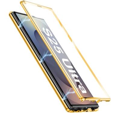 Imagem de [Material de metal] Capa para Samsung Galaxy S25 Ultra, capa de celular externa com proteção contra quedas de grau militar com tela de vidro integrada e protetor de lente da câmera, capa de metal para