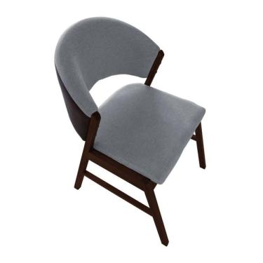 Imagem de Cadeira De Jantar Madeira Maciça Débora Compose Facto Ocre Cinza Linho Castanho