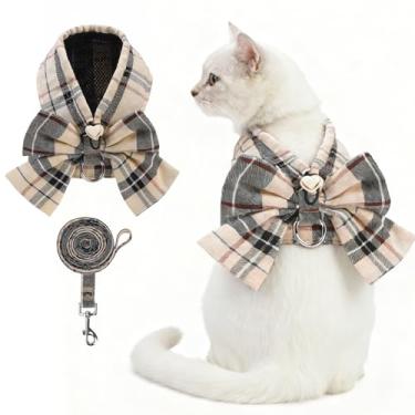 Imagem de KOOLTAIL Conjunto de coleira e coleira para cães pequenos, sem puxar e estrangular, de malha macia, acolchoado, ajustável, peitoral para animais de estimação com gravata borboleta para cães e gatos