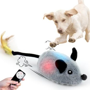 Imagem de BABORUI Rato interativo de brinquedos para cães, controle remoto, ratos que escapam com luzes e rotação automática, brinquedos recarregáveis para cães e gatos pequenos/médios/grandes (cinza)