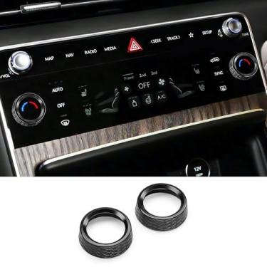 Imagem de JUIVEEL 2 peças alumínio ar condicionado botão botão capa A/C controle central botão botão botão proteção compatível com Genesis GV80 GV70 G80 2025-2026 acessórios (preto)