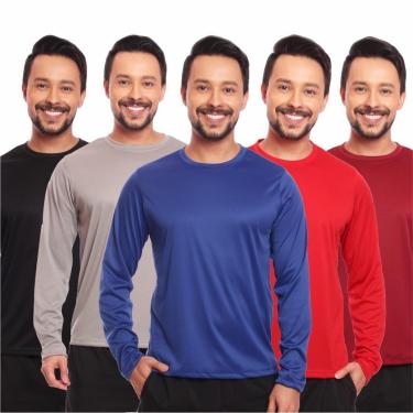 Imagem de Kit 5 Camisas Segunda Pele Proteção Solar Uv Térmica Corrida Bike-Masculino