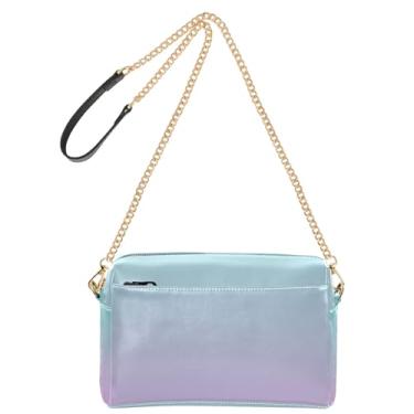 Imagem de Joitme Bolsa feminina tiracolo bolsa para celular bolsa de ombro de couro PU alça de corrente verde azul médio lavanda magenta gradiente