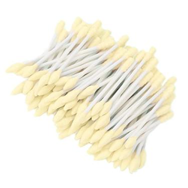 Imagem de Yinhing Cotonetes de Ponta Dupla Descartáveis, 100 Peças, Coloridos, Pontas Duplas de Precisão, Cotonetes de Maquiagem para Mulheres, Maquiagem, Beleza, Escavação, Polpa de Madeira + (Amarelo)