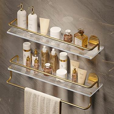Imagem de Prateleiras de chuveiro, prateleira de banheiro de acrílico, mesa de armazenamento para pia de banheiro, suporte de parede engrossado, organizador de prateleira, suporte de chuveiro