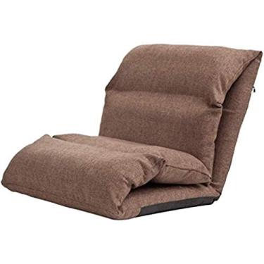 Imagem de Espreguiçadeiras de jardim dobrável para sofá preguiçoso ajustável para sofá suporte traseiro para meditação dobrável, piso interno, leitura de escritório (216 × 65 cm) (cor marrom), cor cáqui, cor na