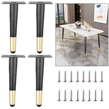 Imagem de Conjunto de 4 pernas de móveis pernas de sofá pernas de mesa modernas pés de móveis de metal, vêm com parafusos e protetores de chão, substituição para cadeira de armário de mesa de jantar (tamanho:
