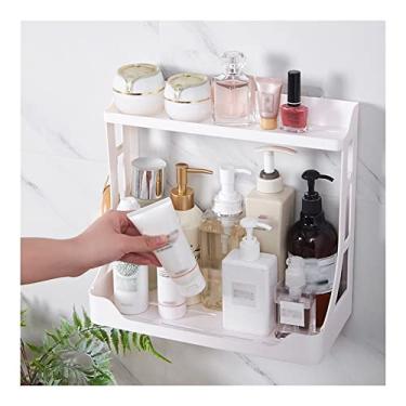 Imagem de Prateleiras de chuveiro prateleira de banheiro de camada dupla, prateleira de armazenamento de xampu cosmético, governanta na parede para organizador de cozinha para acessórios de banheiro, suporte de
