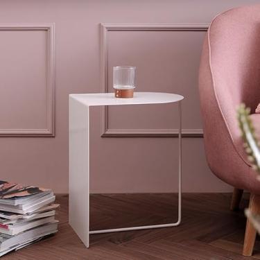 Imagem de Mesa lateral, mesas de centro, mesa lateral estilo mesa lateral fosca de metal simples sofá doméstico pequena mesa de chá para sala de estar, quarto, sofá (cor: dois laranjas) (dois WHI