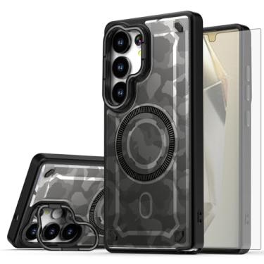 Imagem de Asuwish Capa de celular para Samsung Galaxy S25 Ultra 5G capa magnética com protetor de tela de vidro temperado e suporte rígido de carregamento sem fio pintado S25Ultra 25S S 25 25Ultra 6.9 2025