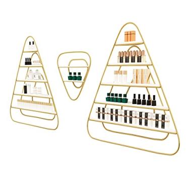 Imagem de Prateleiras de metal para armazenamento de esmalte de parede, prateleira de exibição de esmalte de metal de 5 camadas, prateleiras flutuantes triangulares simples de montagem na parede, rack de