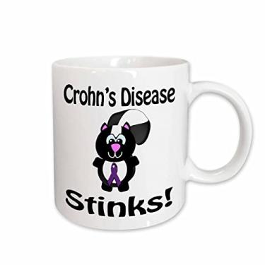 Imagem de 3dRose Caneca de cerâmica Crohns Disease Purple Stinks Skunk Awareness Ribbon Cause Design, 443 ml, branca