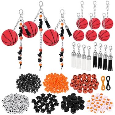 Imagem de Misdary 622 peças de chaveiro esportivo de basquete, kit faça você mesmo, kit de artesanato com estrela ajustável e cubo de coração bola de borla em massa líder de torcida presente de equipe