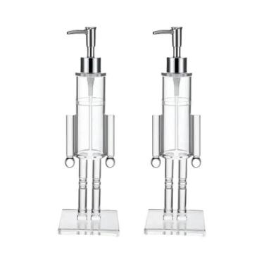 Imagem de Dispensador De Sabão Manual Transparente Reutilizável, Container Portá