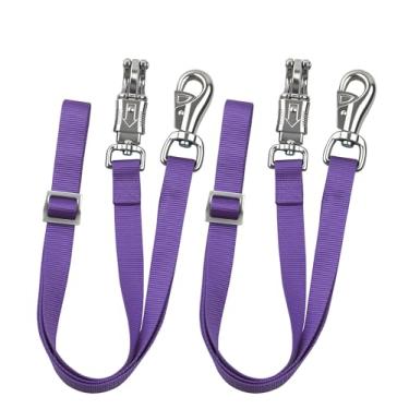 Imagem de HackFond Gravatas cruzadas para cavalo, laço de reboque de nylon com encaixe de pânico de liberação rápida e acessórios de reboque de cavalo, comprimento ajustável de 108 a 185 cm, suprimentos para