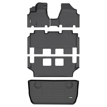 Imagem de HAFIDI Conjunto de tapetes e forro de carga adequado para Honda Odyssey 2011-2017 proteção para todos os climas TPE antiderrapante conjunto completo automotivo acessórios personalizados - preto