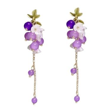 Imagem de Brincos femininos com pingente de flor, borboleta, folha, floral, declaração de fada, verão, refrescante, beira-mar, idílico, férias, dia dos namorados, joias presentes, Long tassels, Latão Acrílico