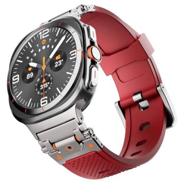 Imagem de ANZOATE Para galaxy watch 7 ultra fluororubber pulseiras para samsung galaxy watch ultra cinta 47mm acessórios pulseira esportiva(Red Starlight)