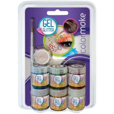 Imagem de Pintura Facial Gel Gliter 6 Cores+Pincel+Somb - Planeta Brinquedos