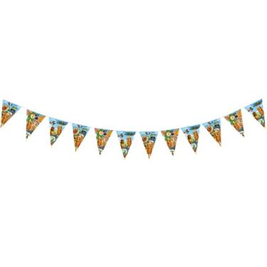 Imagem de Conjunto de decorações de festa de aniversário italiano Brainrot com faixa de feliz aniversário, balões, topos de cupcake, pratos, guardanapos, copos de papel, pano de fundo, garfos, tema animal de