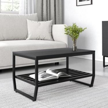 Imagem de Mesa de Centro MDF e Ferro Preto Estilo Industrial - Ruffino Designer