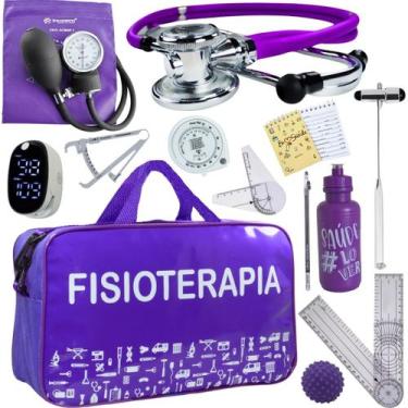 Imagem de Kit Bolsa Fisioterapia Acadêmico Goniômetro Martelo Buck Fita Antropom