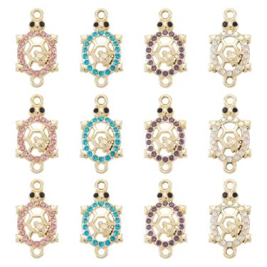 Imagem de 16 peças de liga de strass, conector de tartaruga, pingentes de tartaruga, elos de animais marinhos, joias de verão e praia, pingentes para bricolage, pulseira da amizade, brincos, colares, corrente