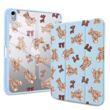 Imagem de Idocolors Capa para iPad 10ª/11ª geração (chip A16 2022/2025) 10,9 polegadas, capa à prova de choque, capa traseira transparente transparente com suporte para lápis, capa para despertar/dormir