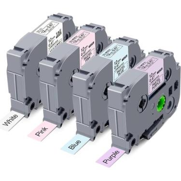 Imagem de Kit 4 Fitas Tze Tz 231 Compatível P/ Rotulador Brother Pastel - Ecom S