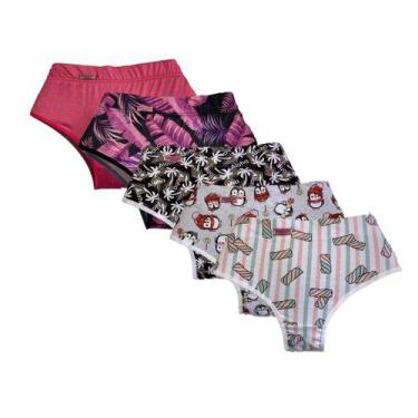 Imagem de Kit 5 Calçola Cós Alto Modeladora Calcinha Reforçada Cintura Alta Reve